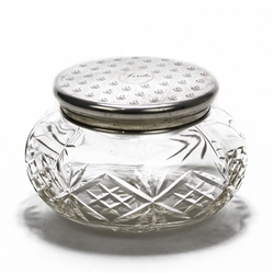 Dresser Jar, Glass w/ Sterling Lid by Gorham Fleur de Lis Design, Monogram Dorita