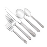 Moss Rose by National, Silverplate 5-PC Setting Dinner, Modern w/ Soup Spoon