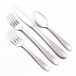 Rose and Leaf by National, Silverplate 4-PC Setting, Viande/Grille, Modern