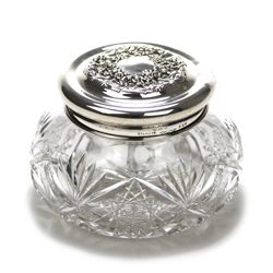 Dresser Jar, Glass w/ Sterling Lid by Graff, Washbourne & Dunn Flower & Scroll Design