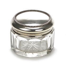 Dresser Jar, Glass w/ Sterling Lid Beaded Design