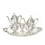 Rose Point by Wallace, Silverplate 6-PC Tea & Coffee Service w/ Tray