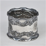 Napkin Ring, Silverplate Scroll & Flower Design