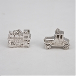 Charms, Sterling Train Engine & Antique Car, Set of 2