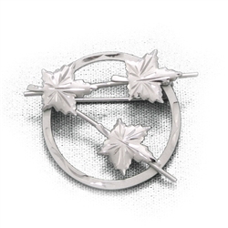Pin, Sterling Encircled Maple Leaves