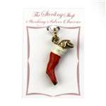 Charm by Wells, Sterling Christmas Stocking (Dog)