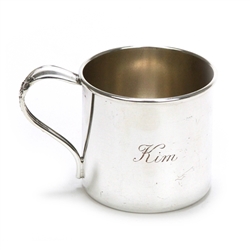 White Orchid by Community, Silverplate Baby Cup, Gilt Interior, Monogram Kim