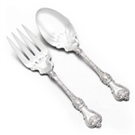 King Edward by Whiting Div. of Gorham, Sterling Salad Serving Spoon & Fork, Flat Handle, Monogram H