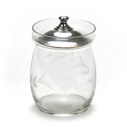 Condiment Jar w/ Silver Lid, Sterling/Glass Etched