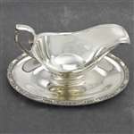 Primrose by Wm. Rogers & Son, Silverplate Gravy Boat, Attached Tray