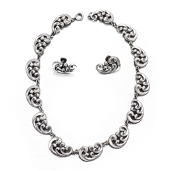 Necklace & Earrings Set by Danecraft, Sterling Scroll Design