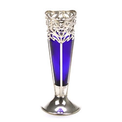 Vase by Apollo, Silverplate, Colbalt Glass Liner