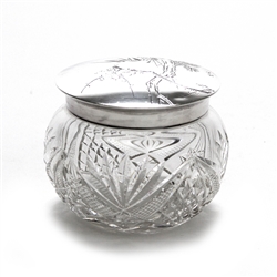 Dresser Jar, Glass w/ Sterling Lid Asian Design