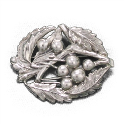 Pin, Sterling Berries & Leaves Design