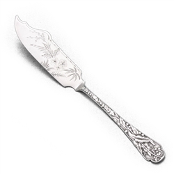 Bright-cut, Sterling Master Butter Knife, Flat Handle, Engraved Blade, Monogram Rose