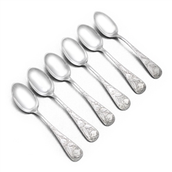 Bright-cut, Sterling Teaspoons, Set of 6, Strawberry Engraved Design, Monogram J