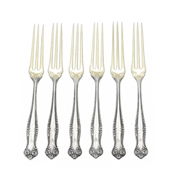 Canterbury by Towle, Sterling Berry Forks, Set of 6, Gilt Tines, Monogram W