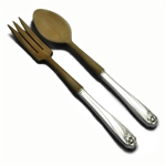 Daffodil by 1847 Rogers, Silverplate Salad Serving Fork, Olive Wood Tops