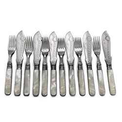 Pearl Handle made in England Fish Fork & Knife, 12-PC Set