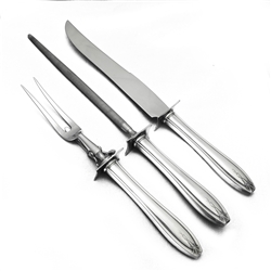 Hostess by Wallace, Silverplate Carving Fork, Knife & Sharpener, Roast