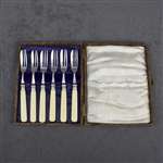 Dessert Fork, Set of 6 by English, Silverplate, Celluloid Handle