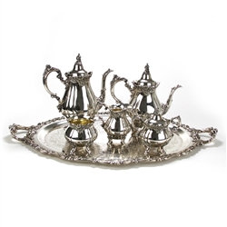 Baroque by Wallace, Silverplate 6-PC Tea & Coffee Service w/ Tray
