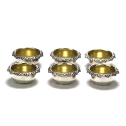 Salt Dip, Set of 6 by Shreve & Co., Sterling Rose & Scroll Design