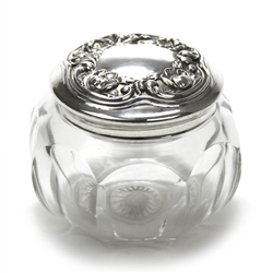 Dresser Jar, Glass w/ Sterling Lid Poppy Design