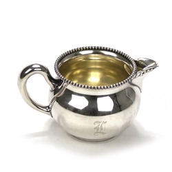 Cream Pitcher by Wallace, Silverplate Beaded Edge, Monogram I