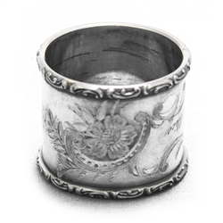 Napkin Ring, Silverplate Bright-cut Design, Monogram Alice