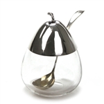 Jam Jar & Spoon by Meriden, Sterling/Glass Pear Shape, Monogram H