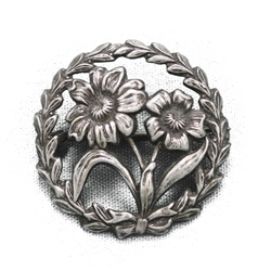 Pin, Silverplate Sunflowers & Wreath