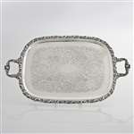 Tray, Chased Bottom w/ Handles by Friedman Silver Co., Inc., Silverplate Grape, Leaf & Rose Design