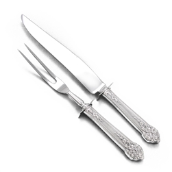 Moss Rose by National, Silverplate Carving Fork & Knife, Roast