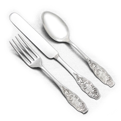 Esther by F.M. Whiting, Sterling Youth Fork, Knife & Spoon, Monogram J.J.M.