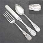 Antique, Engraved No. 8 by Gorham, Sterling Youth Fork, Knife & Spoon, Monogram J.J. M.Jr.