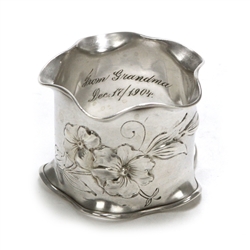 Napkin Ring, Silverplate Pansy Design, Monogram Earl