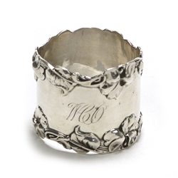 Napkin Ring, Sterling Floral, Leaf & Vine Design, Monogram WCO