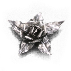 Pin, Sterling Rose & Leaf