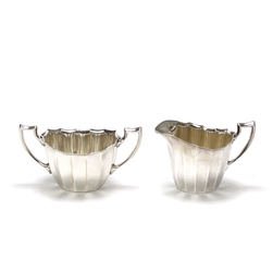 Cream Pitcher & Sugar Bowl by Reed & Barton, Silverplate Faceted