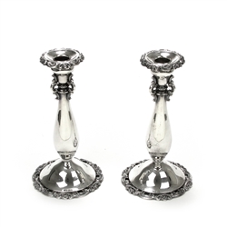 Baroque by Wallace, Silverplate Candlestick Pair, Tall
