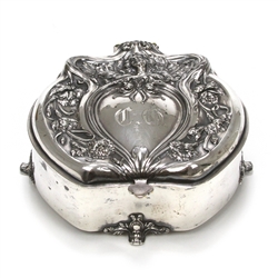 Jewelry Box by Victor Silver Co., Silverplate Nouveau Lady, Monogram C.G.