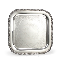 Serving Tray, Chased Bottom by Oneida, Silverplate Square Shaped