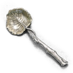 Master Salt Spoon, Sterling Leaf & Stem Design