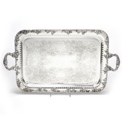 Tray, Chased Bottom w/ Handles by Gotham, Silverplate Grapes