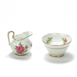 Cream Pitcher & Sugar Bowl by New Chelsea, China, Pink Roses