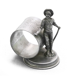 Napkin Ring, Figural by Eureka Silver Co., Silverplate Gold Miner