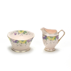 Cream Pitcher & Sugar Bowl by Tuscan, China, Pink Pansy Design