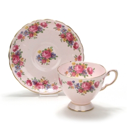 Cup & Saucer by Tuscan, China, Footed Pink Floral Design