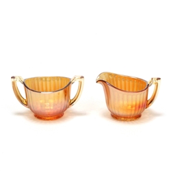 Cream Pitcher & Sugar Bowl, Glass, Carnival